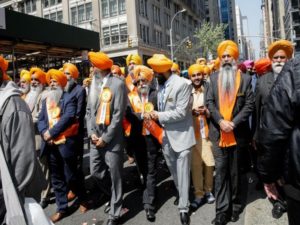 Participants take part in the Annual Sikh Day Parade in Manhattan, New York