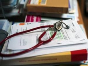 Medical equipment is pictured at the clinic of paediatrician Fischbach in the western town of Solingen