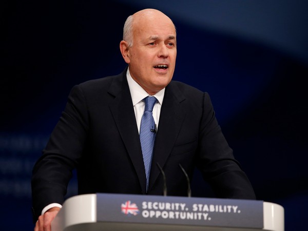 Britain's Work and Pensions Secretary Ian Duncan Smith gestures during his speech on the third day of the Conservative Party Conference in Manchester northern Britain