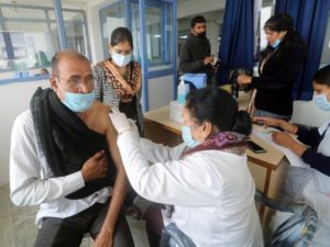 Police personnel gets the COVID-19 Vaccine