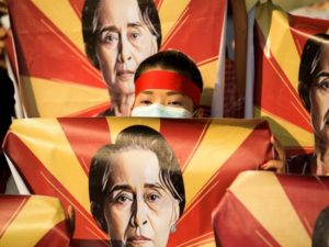 Protest against military coup in Yangon