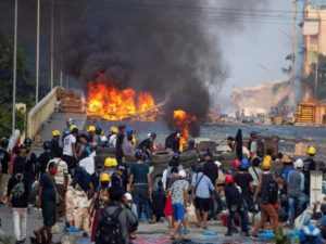 Anti-coup protests in Yangon