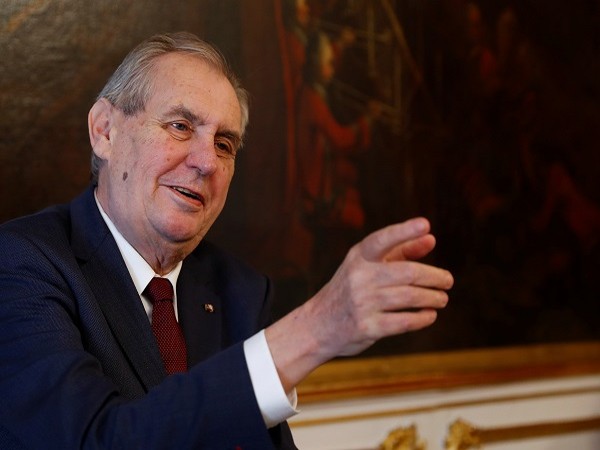 Czech President Zeman gestures in Vienna