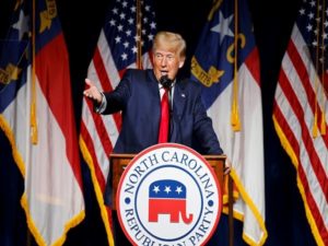 Former U.S. President Donald Trump at the North Carolina GOP convention dinner in Greenville