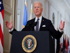 U.S. President Biden delivers an address to the nation about the coronavirus disease (COVID-19) pandemic from the White House in Washington