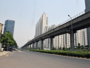 A Deserted view of Golf Course Road, during weekend lockdown