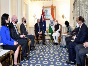 Prime Minister Narendra Modi in a Bilateral Meeting with the Prime Minister of Australia Scott Morrison