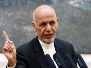 Afghan President Ashraf Ghani speaks during a news conference in Kabul