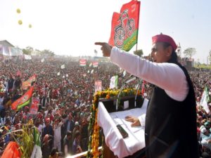 SP president Akhilesh Yadav addresses during 'Parivartan Sandesh' rally