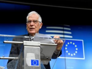 News conference following a meeting with Foreign Ministers at the EU headquarters, in Brussels