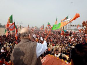 Amit Shah attends a public rally