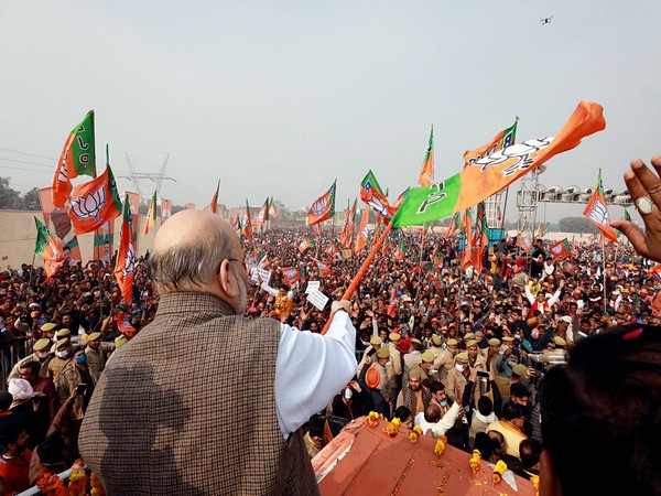 Amit Shah attends a public rally