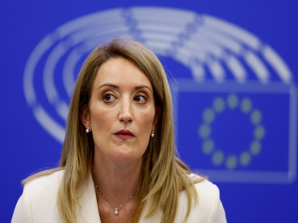 Newly-elected president of the European Parliament Roberta Metsola speaks during a news conference in Strasbourg