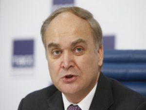 Russian Deputy Defence Minister Antonov speaks to media during news conference in Moscow