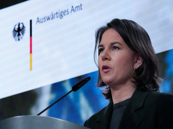 German Foreign Minister Annalena Baerbock addresses the media during a statement on Afghanistan at the foreign office in Berlin