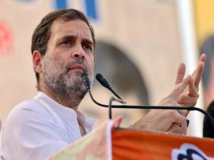 Congress leader Rahul Gandhi addresses public rally