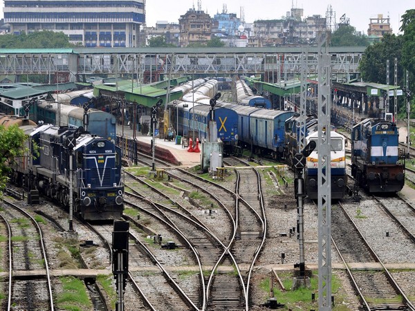 Trains parked at the Guwahati railway station