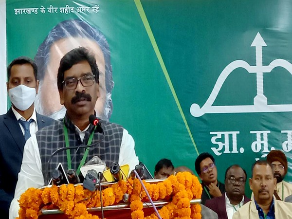 Jharkhand CM Hemant Soren addresses the JMM’s 12th Central Convention