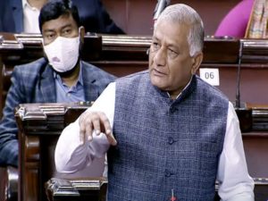 VK Singh speaks in the Upper House during the Budget Session of Parliament