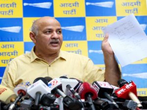 Manish Sisodia addresses a press conference