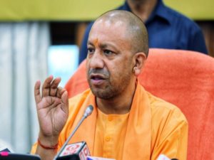 Uttar Pradesh Chief Minister Yogi Adityanath addresses a press conference