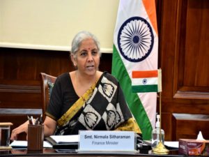 Union Finance Minister Nirmala Sitharaman  with UK Foreign Secretary Liz Truss during a meeting