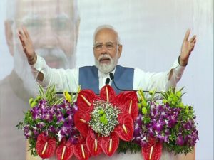 Narendra Modi at the inauguration and stone laying foundation ceremony of various development projects