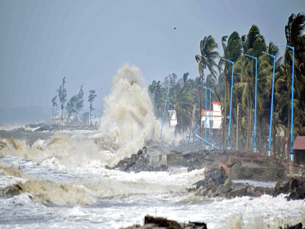 A view of sea waves at Tajpur beach aftermath of cyclone Yaas