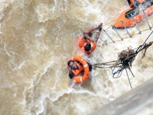 ODRAF during a rescue operation of stuck tusker near the Mundali barrage