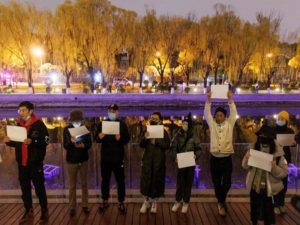 Vigil commemorating victims of a fire in Urumqi, in Beijing