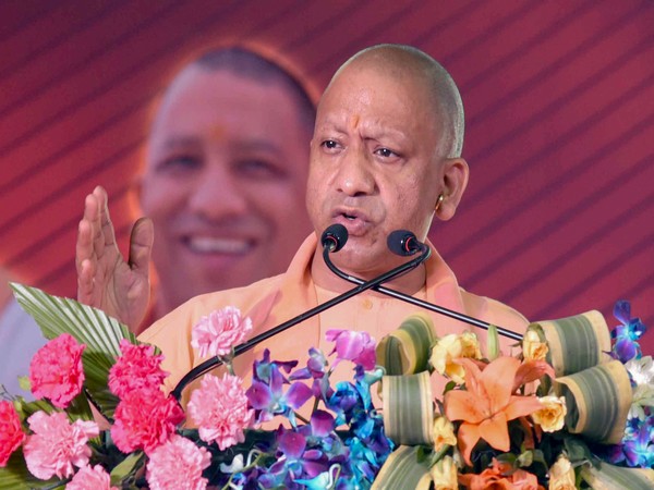 Yogi Adityanath speaks during the launch of the logo, anthem, jersey, torch and mascot of 'Khelo India University Games-2022'