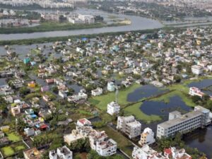 Rajnath Singh conducts an aerial survey of flood-affected areas in and around Chennai